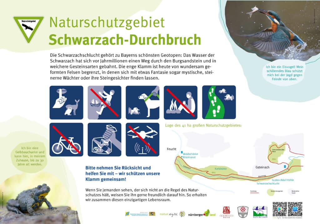 Hinweisschild Schwarzachklamm was ist erlaubt und was verboten